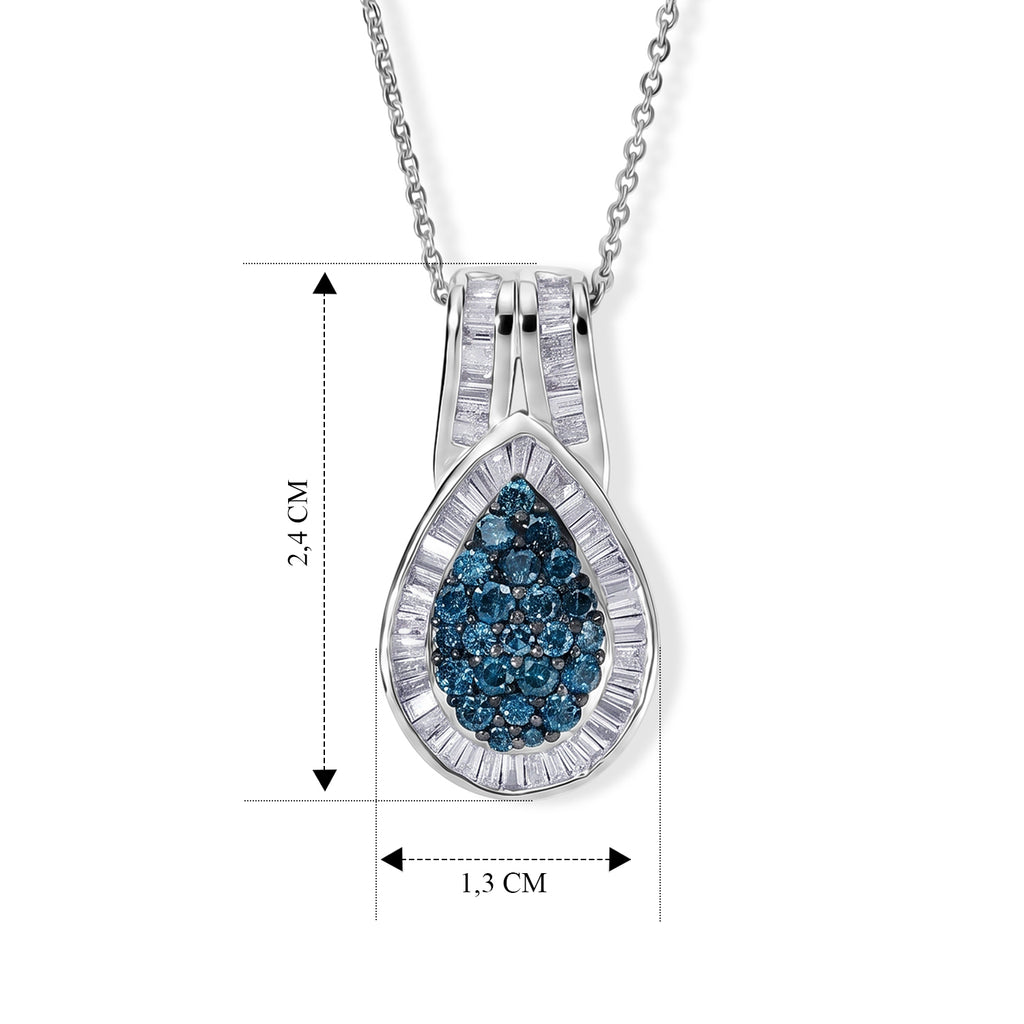 D'Joy Blauer Diamant Schmuckset ca. 50 cm 925 Silber Rhodiniert ca. 1,00 ct.