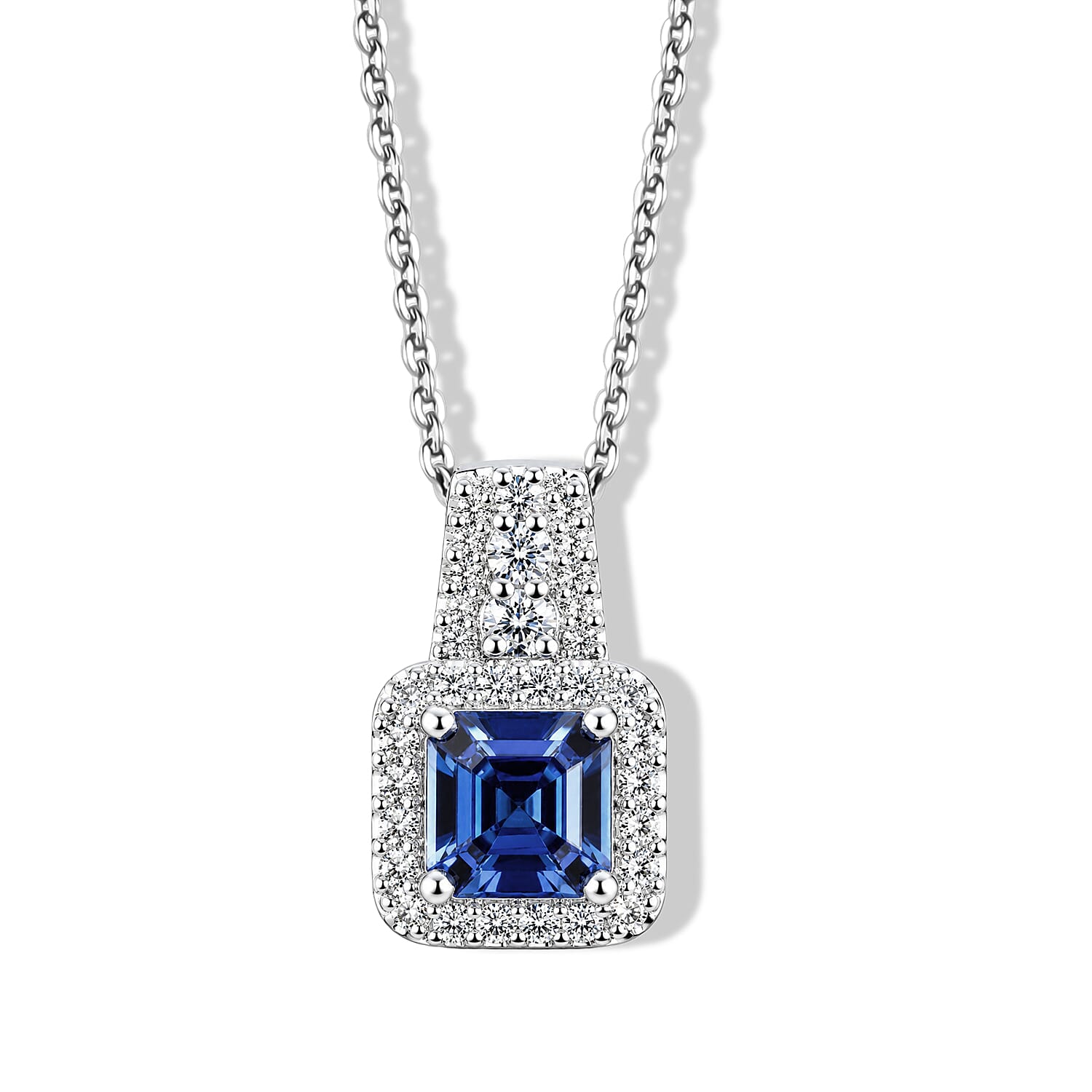 D'Joy AA Tansanit, Moissanit Schmuckset ca. 45 cm 925 Silber Rhodiniert ca. 1,46 ct.