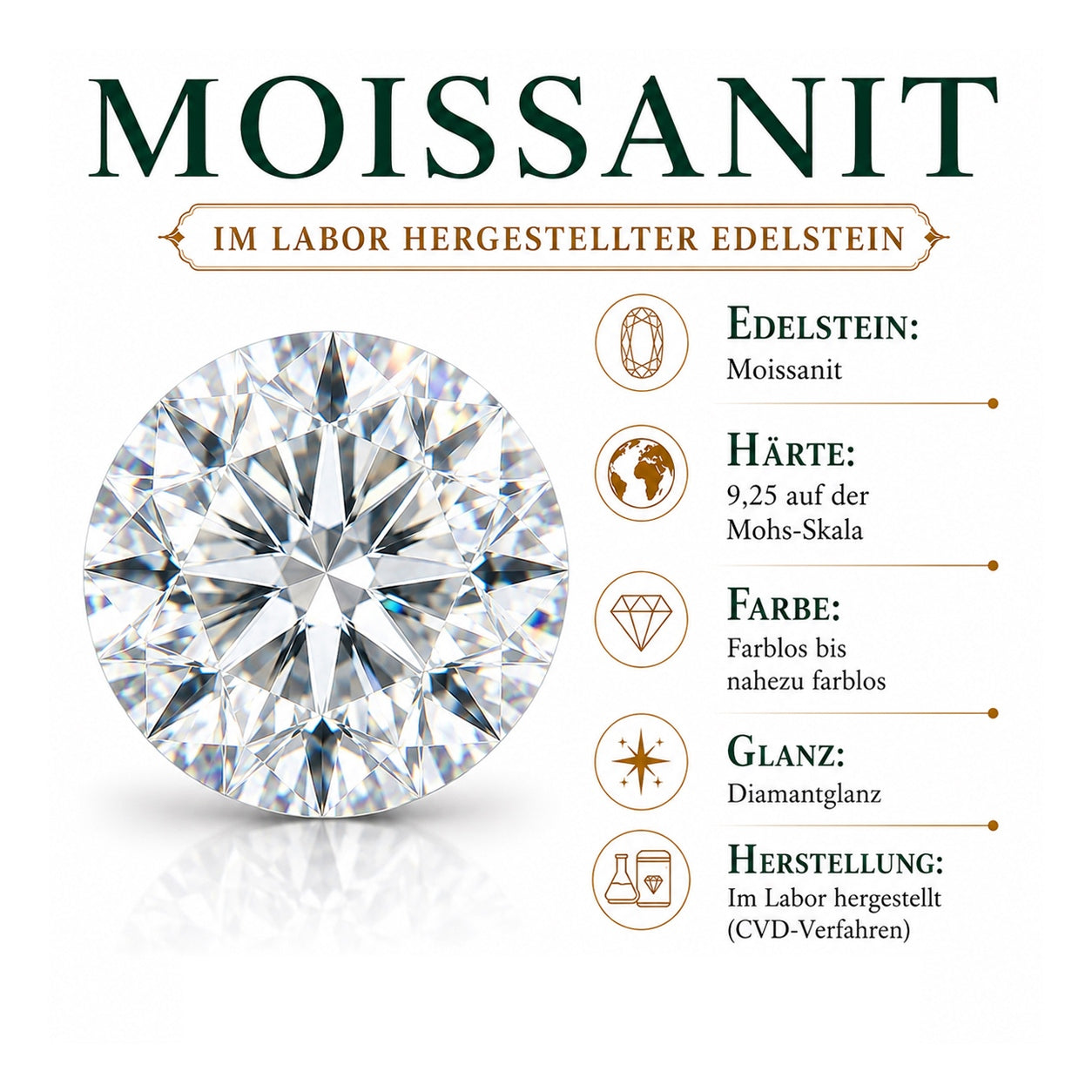 D'Joy Moissanit Schmuckset ca. 50 cm 925 Silber Gold ca. 0,62 ct.