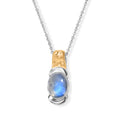 D'Joy Regenbogen Mondstein Schmuckset ca. 50 cm 925 Silber Gold, 925 Silber Platiniert und vergoldet ca. 2,17 ct.