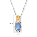 D'Joy Regenbogen Mondstein Schmuckset ca. 50 cm 925 Silber Gold, 925 Silber Platiniert und vergoldet ca. 2,17 ct.