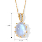 D'Joy Regenbogen Mondstein, Weißer Zirkon Schmuckset ca. 50 cm 925 Silber 750 Gelbgold vermeil ca. 9,86 ct.