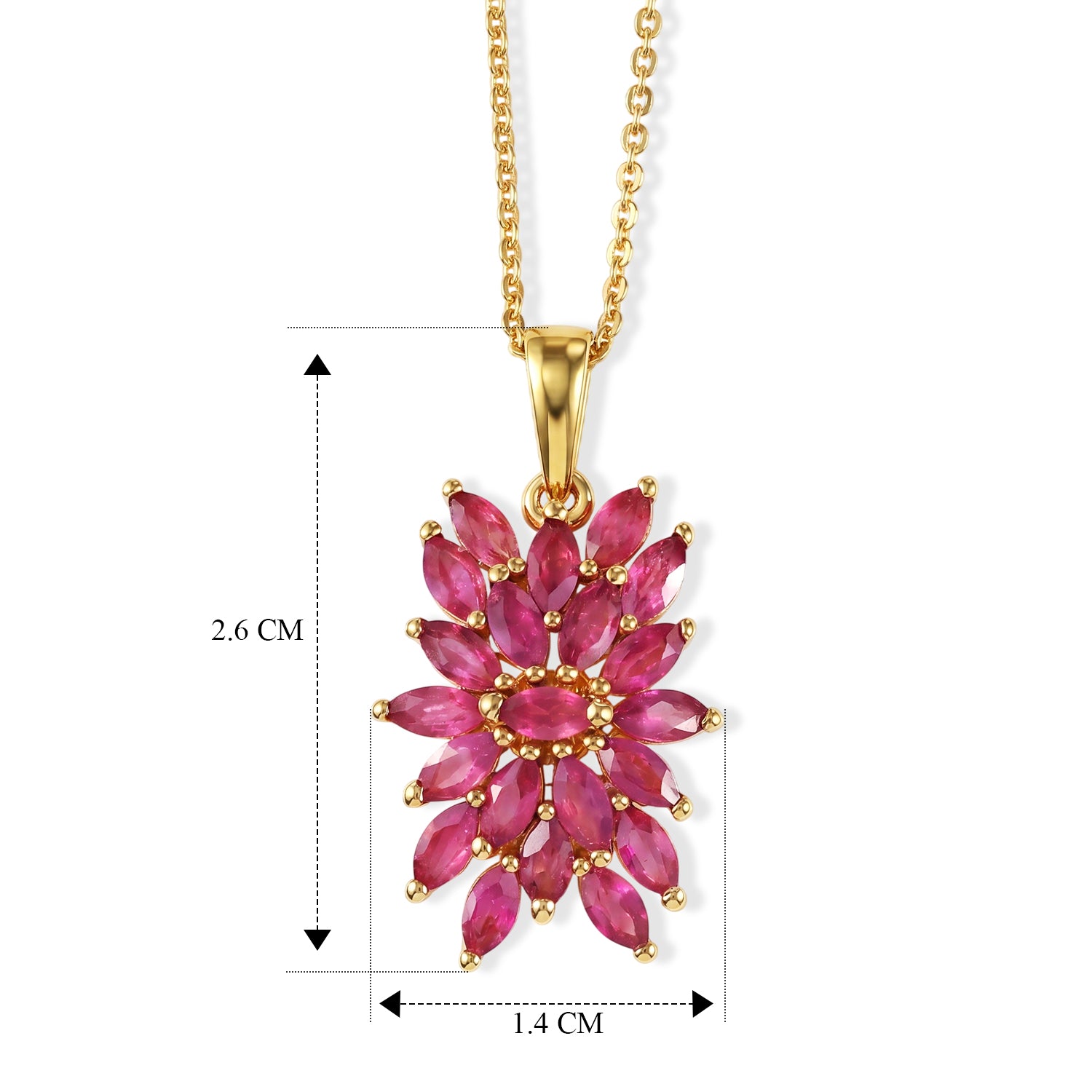 EVER TRUE AA Afrikanischer Rubin (Fissure gefüllt) Anhänger mit Kette, ca. 50 cm ca. 2.71 ct