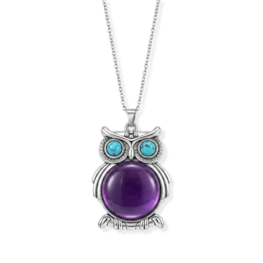 Afrikanischer Amethyst und Howlith Anhänger mit 50+5cm Edelstahl Kette und Taschenspiegel, Legierung - 50,51 ct.