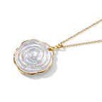 Weiße Muschelkernperle Schmuckset ca. 50 cm 316L Edelstahl Ion-Gelbbeschichtung 20.00 ct