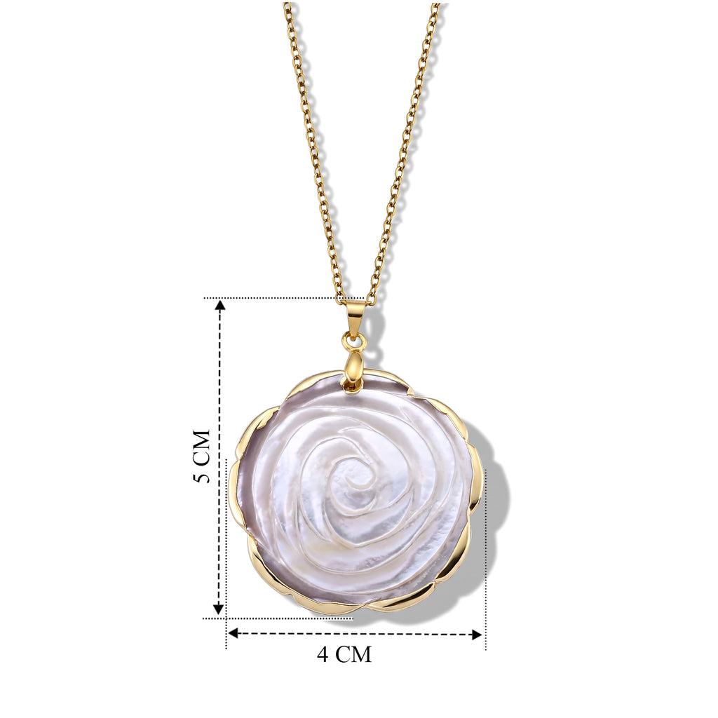 Weiße Muschelkernperle Schmuckset ca. 50 cm 316L Edelstahl Ion-Gelbbeschichtung 20.00 ct