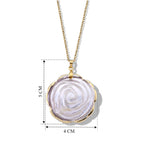 Weiße Muschelkernperle Schmuckset ca. 50 cm 316L Edelstahl Ion-Gelbbeschichtung 20.00 ct