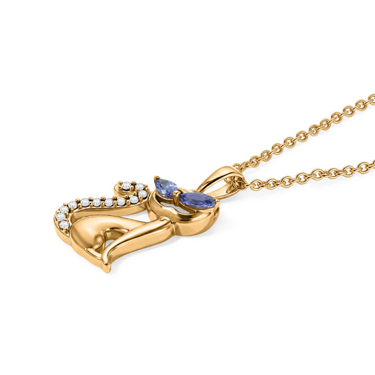 EVER TRUE AA Tansanit, Weißer Zirkon Schmuckset ca. 50 cm ca. 0.58 ct