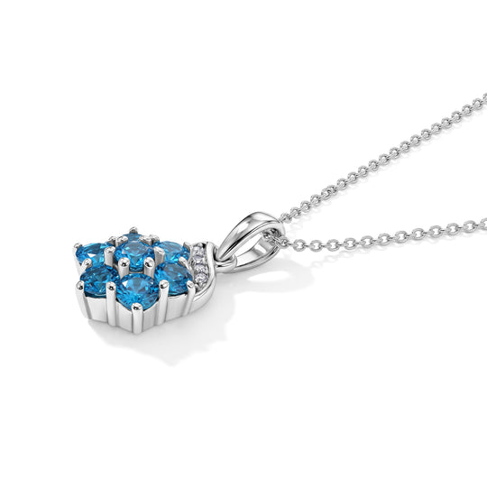 D'Joy Neon Apatit und Zirkon Anhänger mit 50cm Kette, 925 Silber platiniert - 0,87 ct.