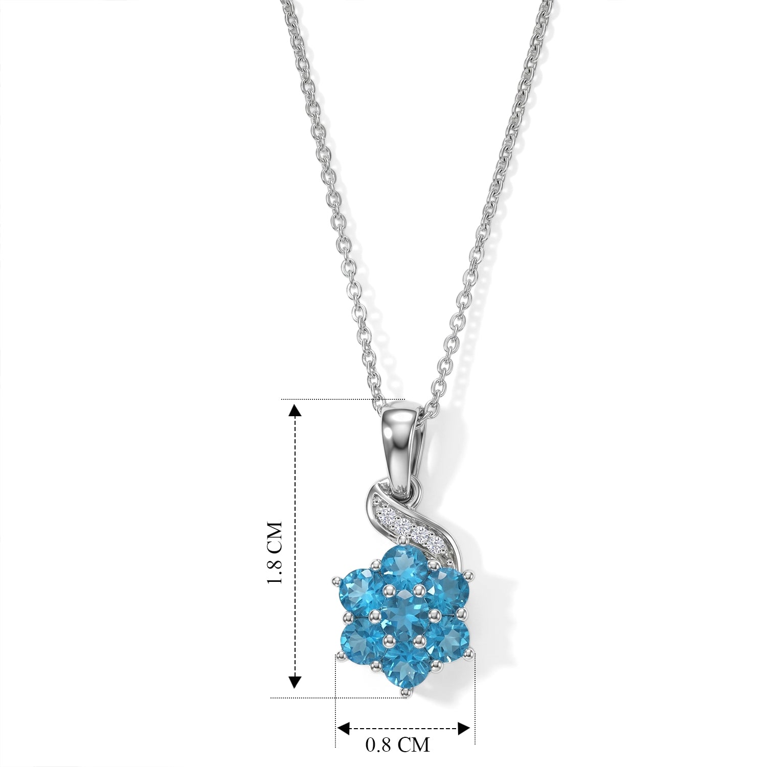 D'Joy Neon Apatit und Zirkon Anhänger mit 50cm Kette, 925 Silber platiniert - 0,87 ct.