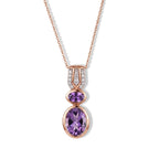 D'Joy AAA Rose De France Amethyst Schmuckset ca. 50 cm 925 Silber Rosévergoldet ca. 3,05 ct.
