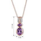 D'Joy AAA Rose De France Amethyst Schmuckset ca. 50 cm 925 Silber Rosévergoldet ca. 3,05 ct.