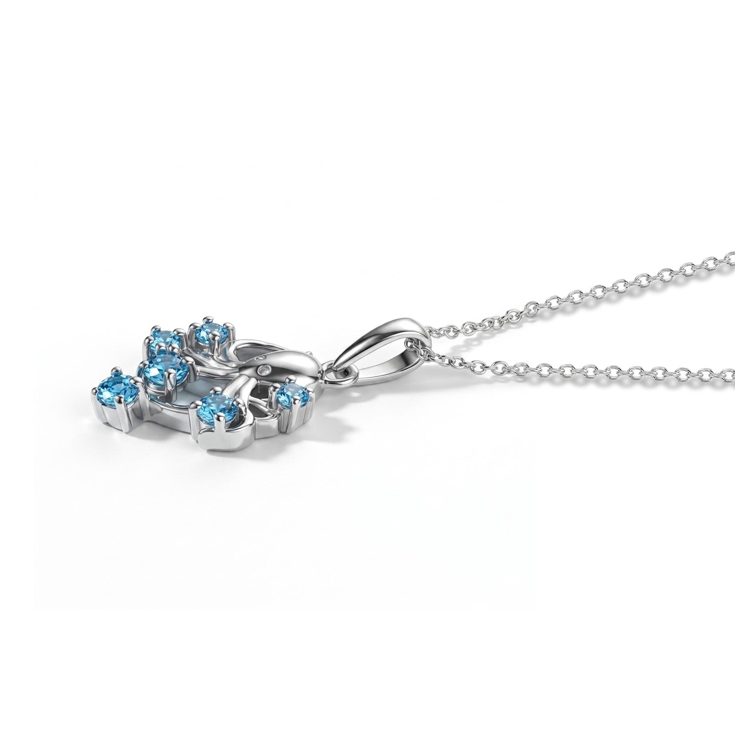 D'Joy Neon Apatit Oktopus Anhänger mit 50cm Kette, 925 Silber platiniert - 0,37 ct.