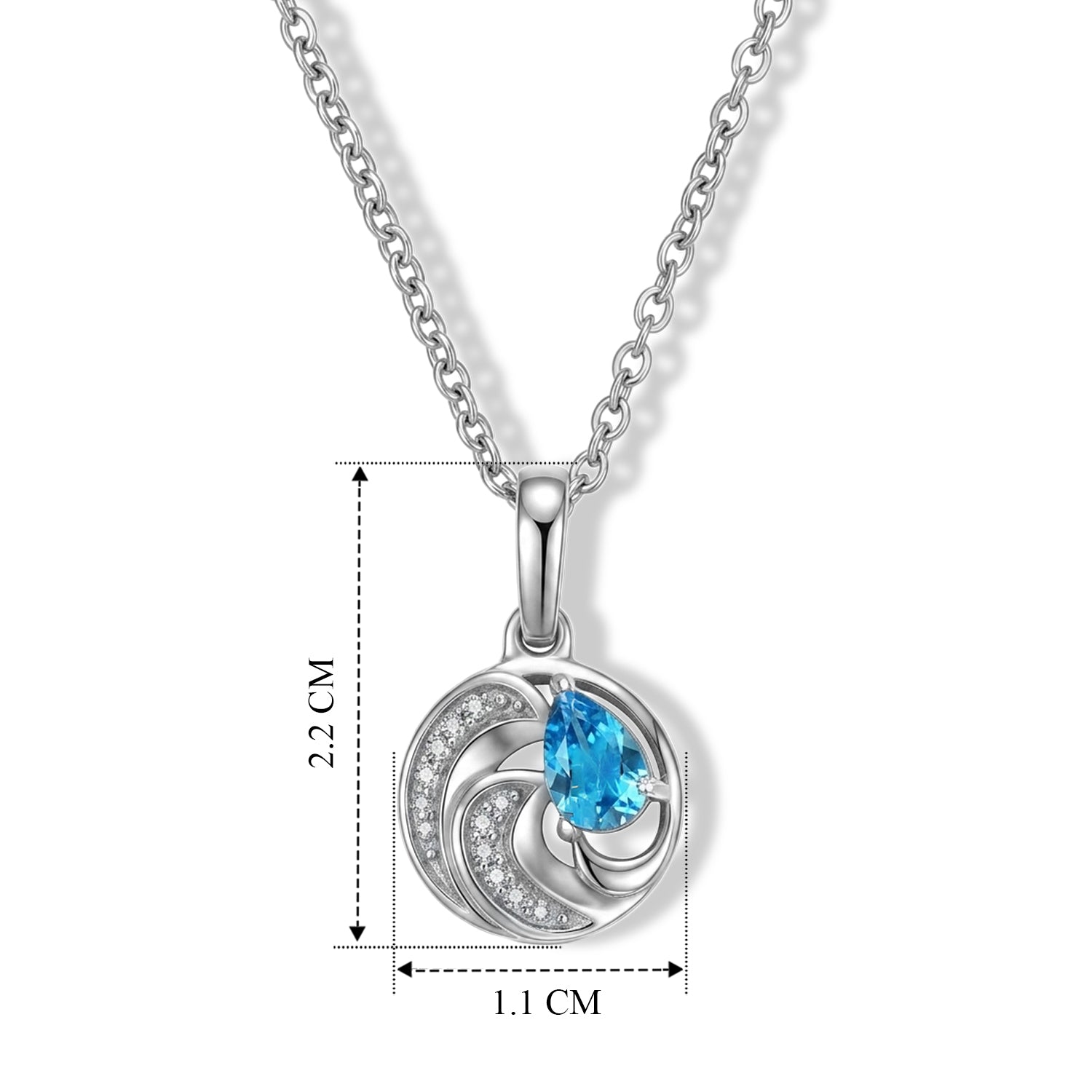 D'Joy Neon Apatit, Weißer Zirkon Schmuckset ca. 50 cm 925 Silber Platiniert und Edelstahl Platiniert ca. 0,42 ct.