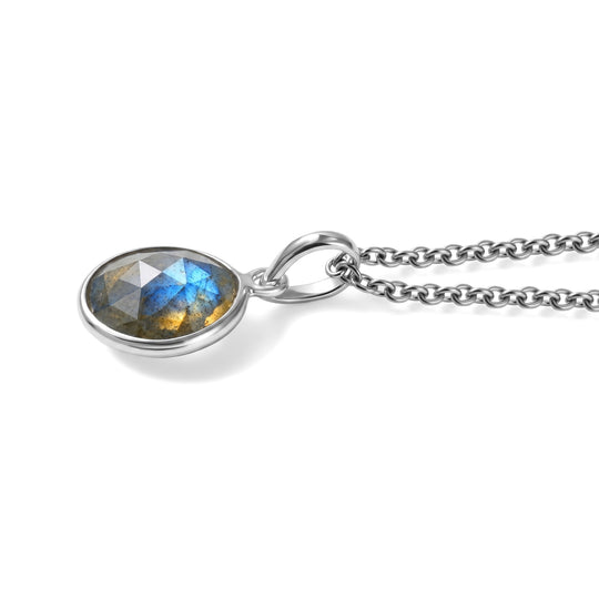 AAA Labradorit Anhänger, 925 Silber, 316L Edelstahl Kette ca. 50 cm ca. 4.82 ct