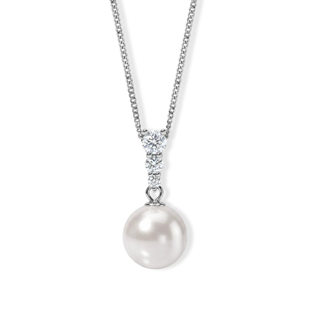 D'Joy Moissanit Anhänger mit Kette, (10-11 mm), ca. 45 cm 925 Silber Rhodiniert