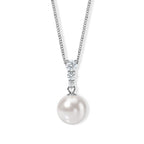 D'Joy Moissanit Anhänger mit Kette, (10-11 mm), ca. 45 cm 925 Silber Rhodiniert