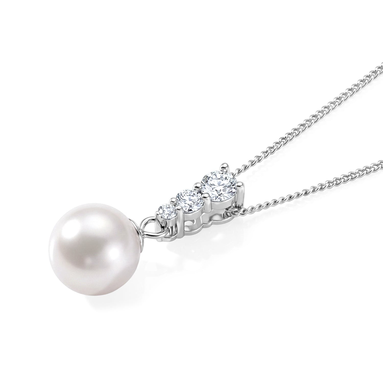 D'Joy Moissanit Anhänger mit Kette, (10-11 mm), ca. 45 cm 925 Silber Rhodiniert