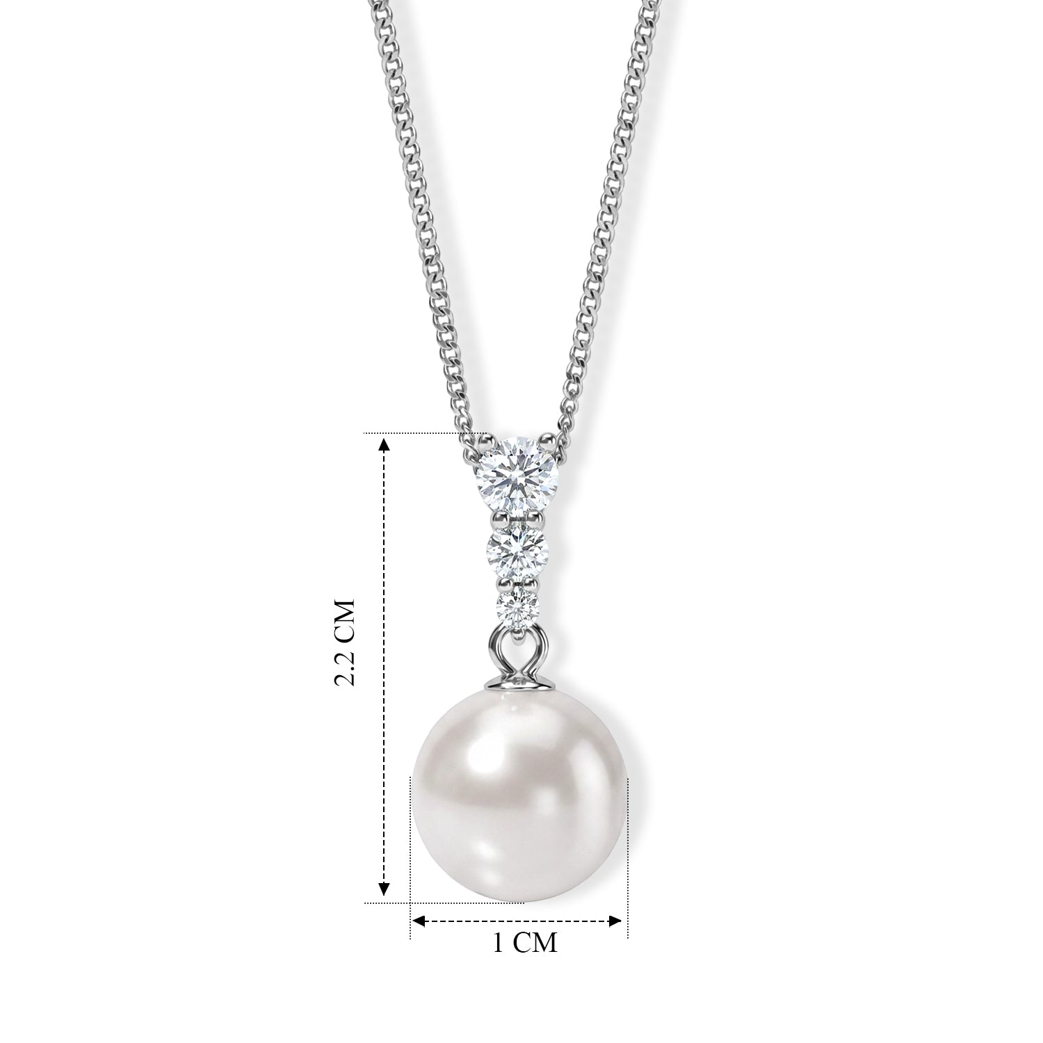 D'Joy Moissanit Anhänger mit Kette, (10-11 mm), ca. 45 cm 925 Silber Rhodiniert