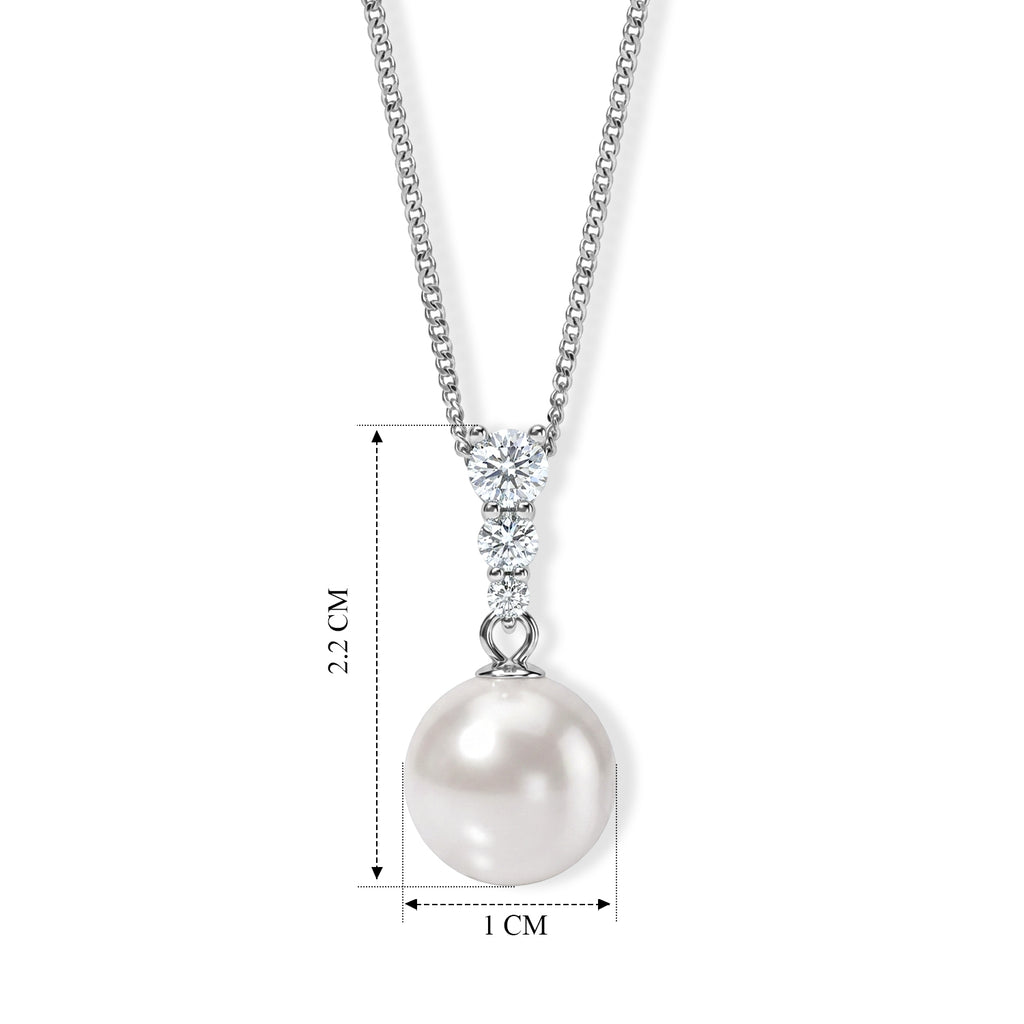 D'Joy Moissanit Anhänger mit Kette, (10-11 mm), ca. 45 cm 925 Silber Rhodiniert