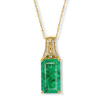 D'Joy Smaragd-Quarz Triplette, Weißer Zirkon Schmuckset ca. 50 cm 925 Silber 750 Gelbgold vermeil ca. 8,80 ct.
