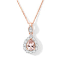D'Joy AA Rosa Morganit, Moissanit Schmuckset ca. 45 cm 925 Silber 750 Roségold vermeil ca. 1,02 ct.
