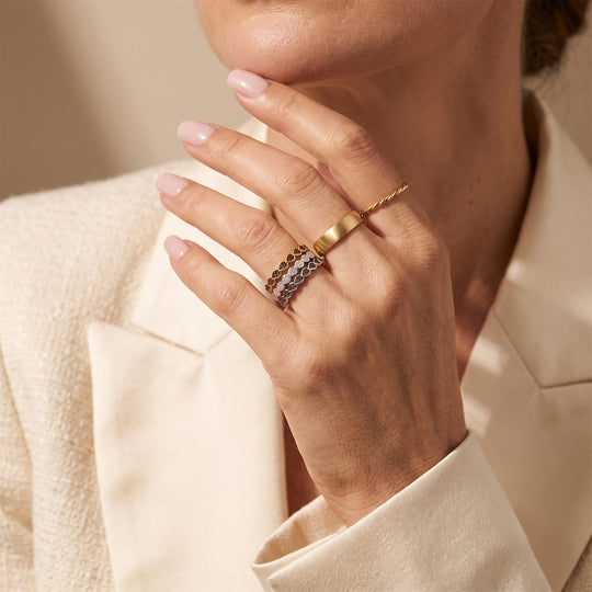 EVER TRUE 3er  Grüner Diamant, Weißer Diamant Schmuckset  (Größe 19) ca. 0,04 ct.