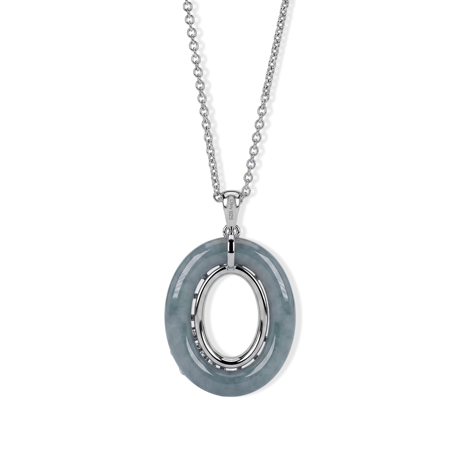 D'Joy Olmek Jadeit, Moissanit Anhänger mit Kette, ca. 45 cm 925 Silber Rhodiniert ca. 21,10 ct.