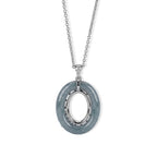 D'Joy Olmek Jadeit, Moissanit Anhänger mit Kette, ca. 45 cm 925 Silber Rhodiniert ca. 21,10 ct.