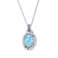 D'Joy AAA Larimar, Iolit Schmuckset ca. 50 cm 925 Silber Rhodiniert ca. 7,33 ct.