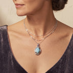 D'Joy AAA Larimar, Iolit Schmuckset ca. 50 cm 925 Silber Rhodiniert ca. 7,33 ct.