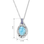 D'Joy AAA Larimar, Iolit Schmuckset ca. 50 cm 925 Silber Rhodiniert ca. 7,33 ct.