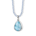 D'Joy AAA Larimar, Aquamarin Schmuckset ca. 45 cm 925 Silber Rhodiniert ca. 37,58 ct.