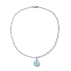 D'Joy AAA Larimar, Aquamarin Schmuckset ca. 45 cm 925 Silber Rhodiniert ca. 37,58 ct.