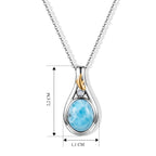 D'Joy AAA Larimar, Weißer Diamant Schmuckset ca. 50 cm 925 Silber Rhodiniert, 925 Silber Rhodiniert und 750 Gelbgold Vermeil ca. 3,34 ct.