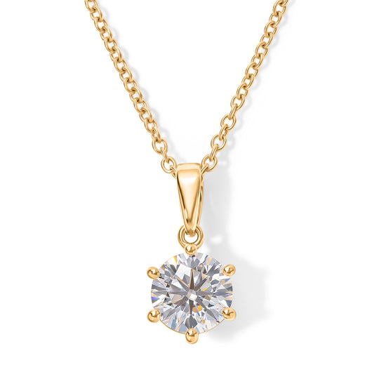 D'Joy Moissanit Anhänger mit Kette, ca. 50 cm 925 Silber 750 Vergoldet und Edelstahl 750 Vergoldet ca. 1.87 ct