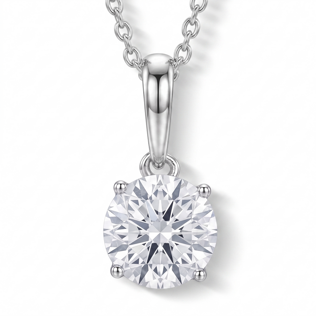 LUXURIANT DIAMOND - Lab Grown Diamant SI-GH,375 Weiß Gold Anhänger mit 925 Silber Kette ca. 50 cm ca. 1.04 ct