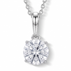 LUXURIANT DIAMOND - Lab Grown Diamant SI-GH,375 Weiß Gold Anhänger mit 925 Silber Kette ca. 50 cm ca. 1.04 ct