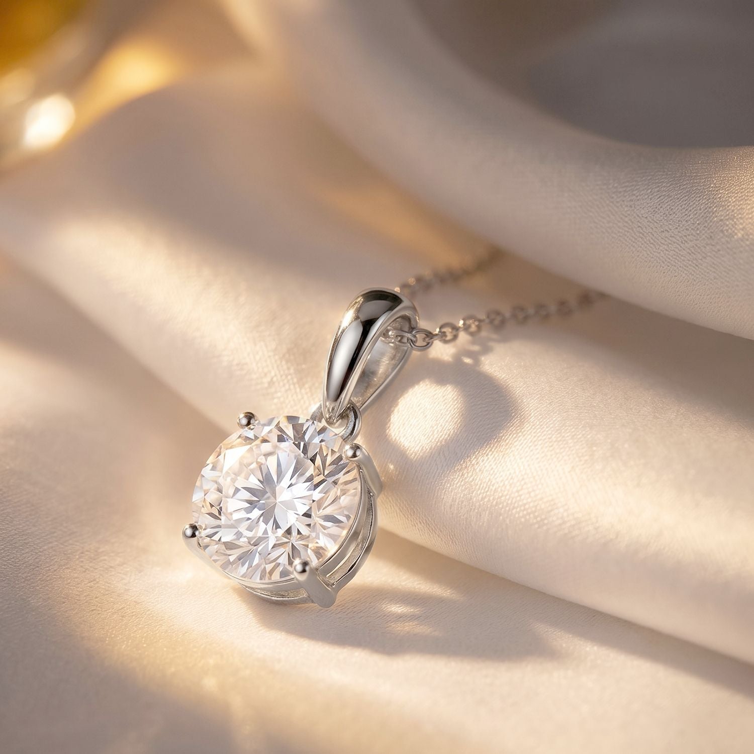 LUXURIANT DIAMOND - Lab Grown Diamant SI-GH,375 Weiß Gold Anhänger mit 925 Silber Kette ca. 50 cm ca. 1.04 ct
