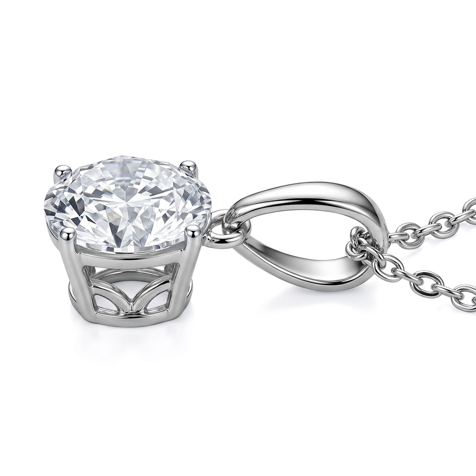 LUXURIANT DIAMOND - Lab Grown Diamant SI-GH,375 Weiß Gold Anhänger mit 925 Silber Kette ca. 50 cm ca. 1.04 ct