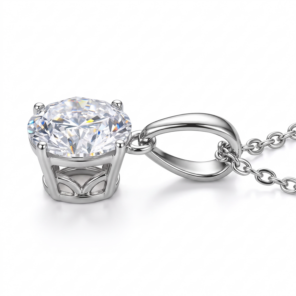 LUXURIANT DIAMOND - Lab Grown Diamant SI-GH,375 Weiß Gold Anhänger mit 925 Silber Kette ca. 50 cm ca. 1.04 ct