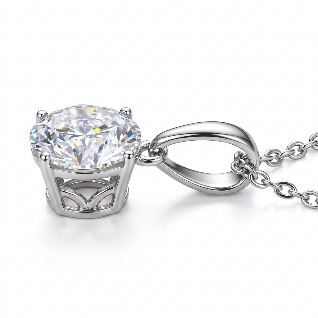 LUXURIANT DIAMOND - Lab Grown Diamant SI-GH,375 Weiß Gold Anhänger mit 925 Silber Kette ca. 50 cm ca. 1.04 ct