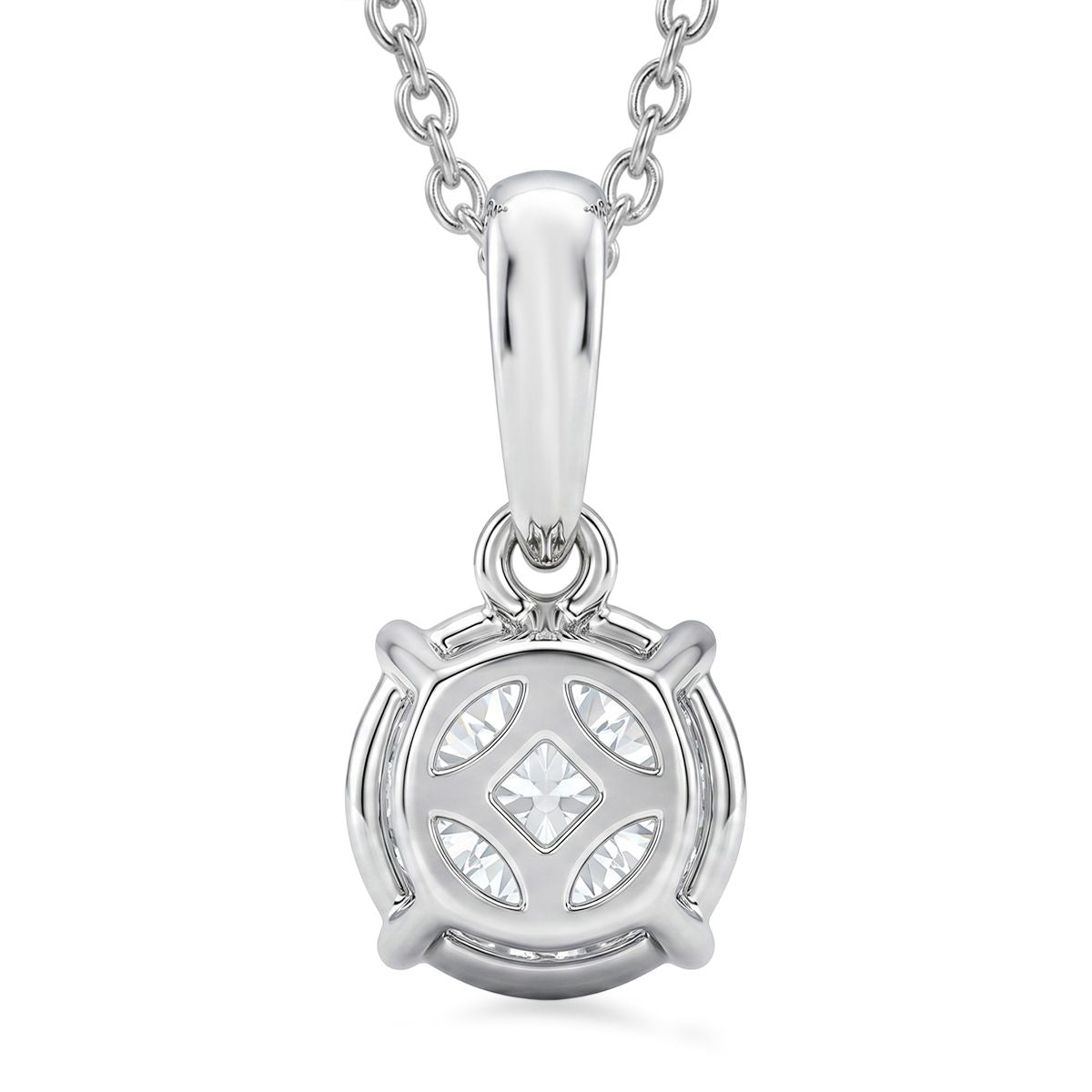 LUXURIANT DIAMOND - Lab Grown Diamant SI-GH,375 Weiß Gold Anhänger mit 925 Silber Kette ca. 50 cm ca. 1.04 ct