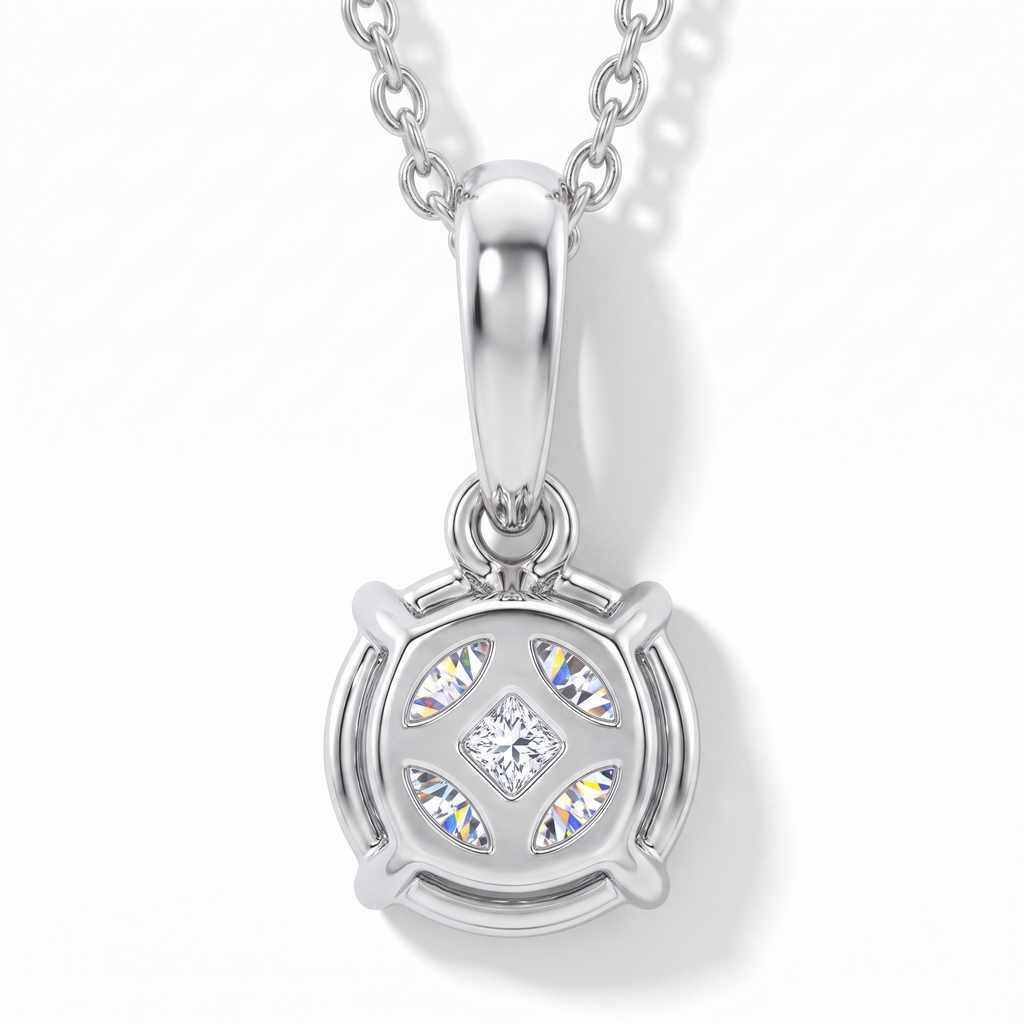 LUXURIANT DIAMOND - Lab Grown Diamant SI-GH,375 Weiß Gold Anhänger mit 925 Silber Kette ca. 50 cm ca. 1.04 ct