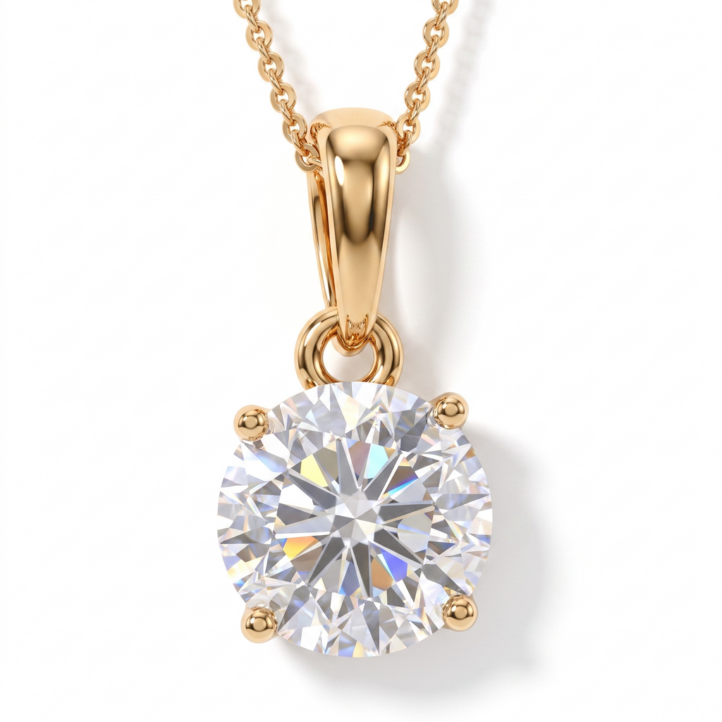 LUXURIANT DIAMOND - Lab Grown Diamant SI-GH, 375 Gelb Gold Anhänger mit 925 Silber Kette ca. 50 cm ca. 1.04 ct