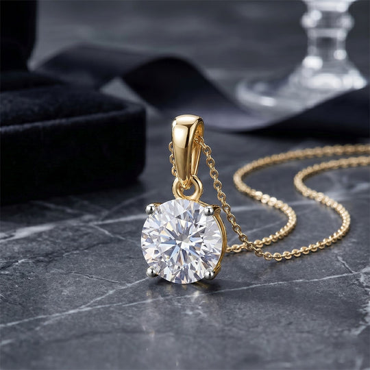 LUXURIANT DIAMOND - Lab Grown Diamant SI-GH, 375 Gelb Gold Anhänger mit 925 Silber Kette ca. 50 cm ca. 1.04 ct