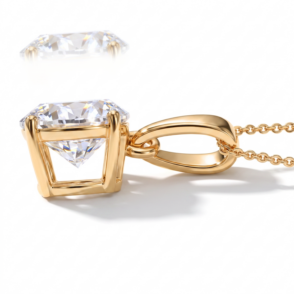LUXURIANT DIAMOND - Lab Grown Diamant SI-GH, 375 Gelb Gold Anhänger mit 925 Silber Kette ca. 50 cm ca. 1.04 ct