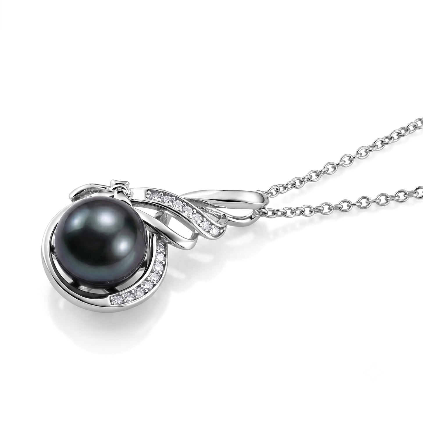 D'Joy Moissanit, Tahiti Perle (10-11mm) Schmuckset ca. 45 cm 925 Silber Rhodiniert