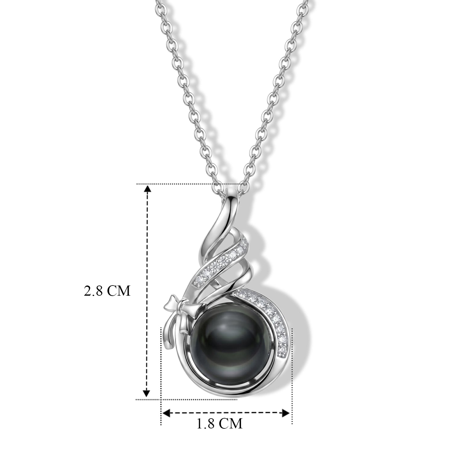 D'Joy Tahiti Perle (10-11mm) und Moissanit Anhänger mit 45cm Kette, 925 Silber rhodiniert