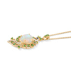 D'Joy AA Natürlicher, äthiopischer Welo Opal (Ov 14x10), Schwarzer Spinell Schmuckset ca. 50 cm 925 Silber 750 Gelbgold vermeil ca. 4.72 ct